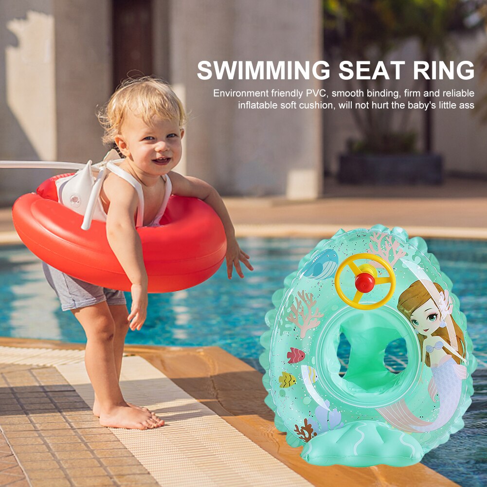 Cartoon Mermaid Infant Float Pool Swimming Ring Inflatable Circle Baby SeatSteering Wheel Summer Beach Party Pool Toys